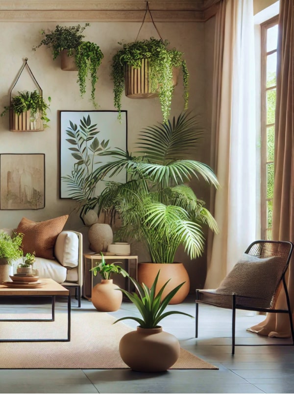 Intérieur décoré avec des plantes